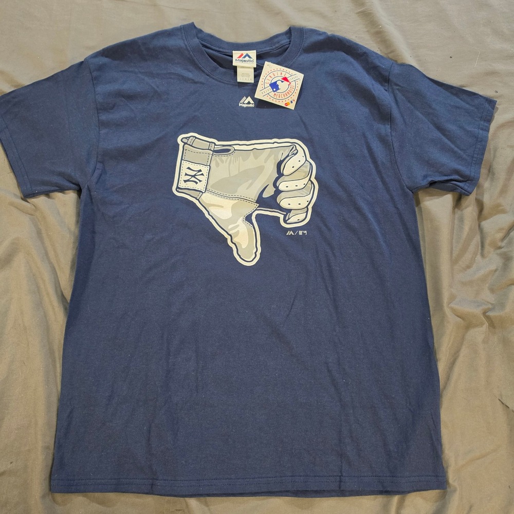 Majestic New York Yankees Thumbs Down T-Shirt Navy Blue Mens Large NWT MLB